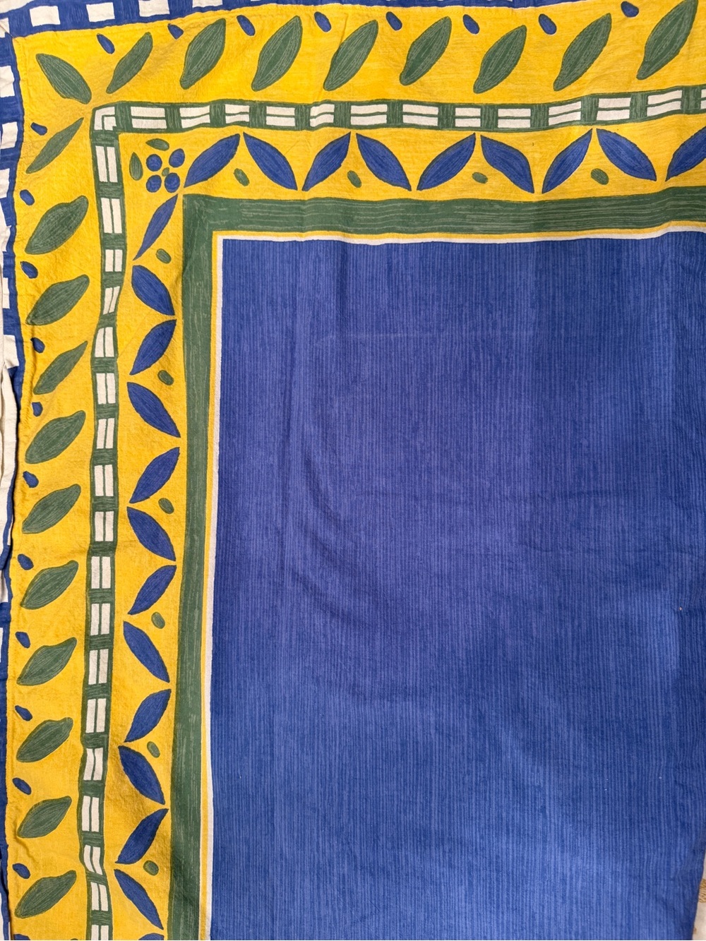 Williams Sonoma Marisol Tablecloth 78x90 + 8 Napkins Blue Yellow Green NIP
